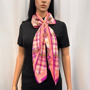 Monique Martin Vibrant Pink  Plaid Scarf